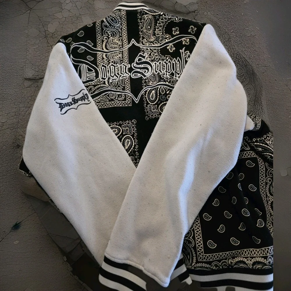 Dogg Supply by Snoop Dogg Mens Varsity Jacket Size 3XL Paisley Fleece Snaps